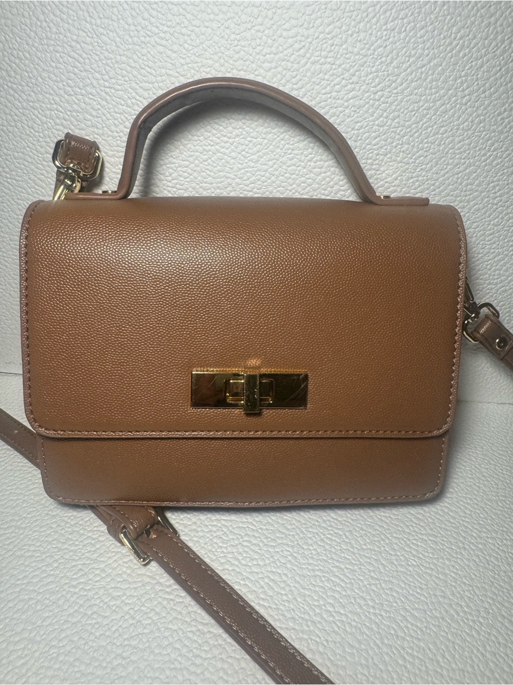 Steve Madden Brown Top-Handle Crossbody Bag with Gold Hardware